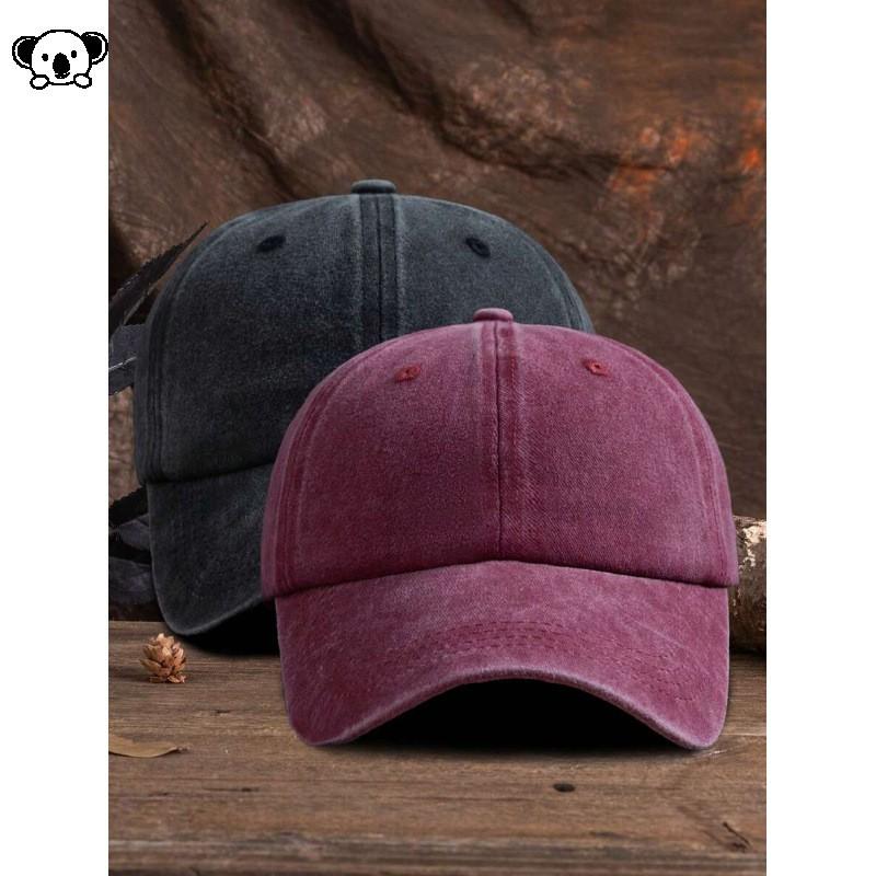 Vintage Washed Linen Baseball Cap Unisex Wide Brim Flat Top Hat Casual Wear