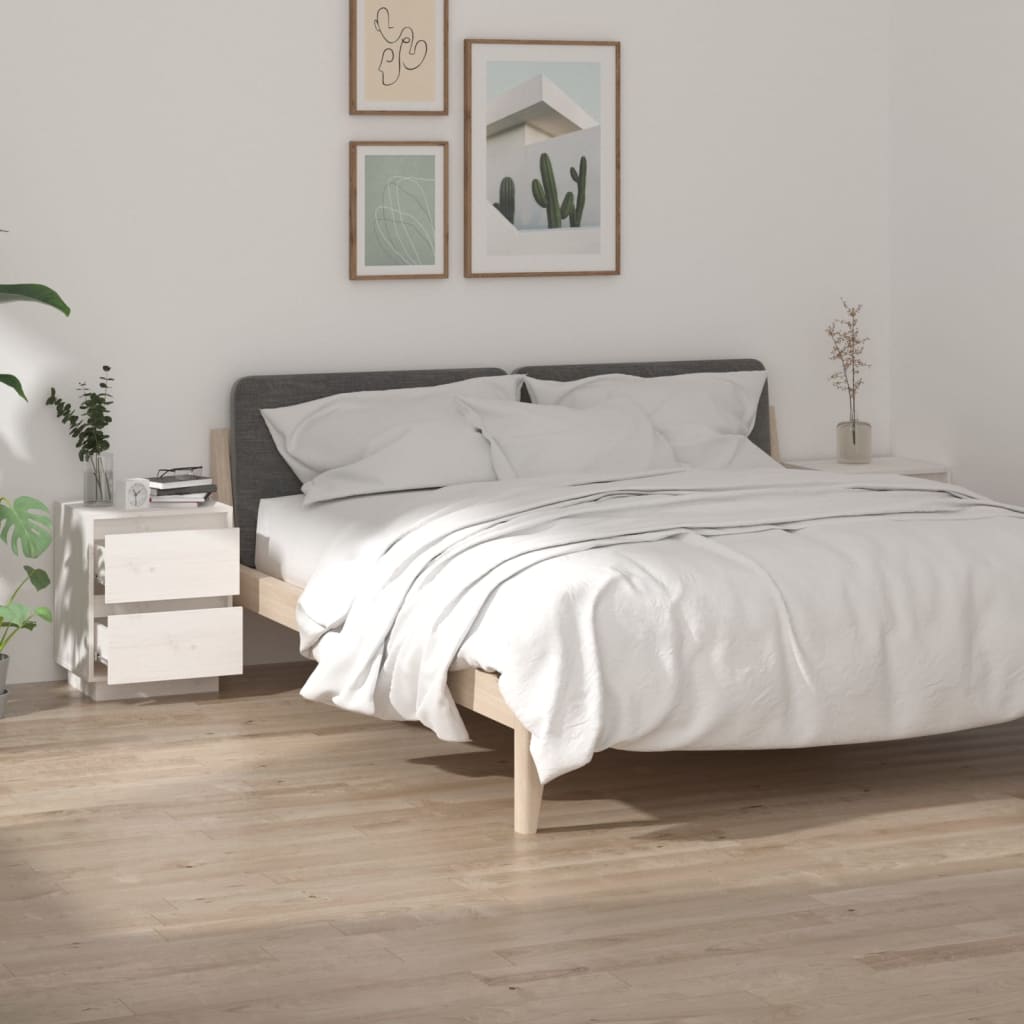 Nightstands 2 pcs. White 40 x 35 x 50 cm Solid Pine Wood