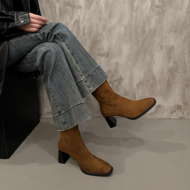 Мода Модный Новый Сексуальный Замшевый Повседневный Рабочий Зимний Удобный На Молнии Банкетный Элегантный Высокий Женские Сапоги