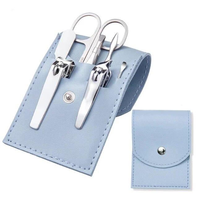 7Pcs Manicure Set Stainless Steel Nail Art Clipper Cuticle Nipper Scissor Grooming Tools With PU Leather Portable Bag