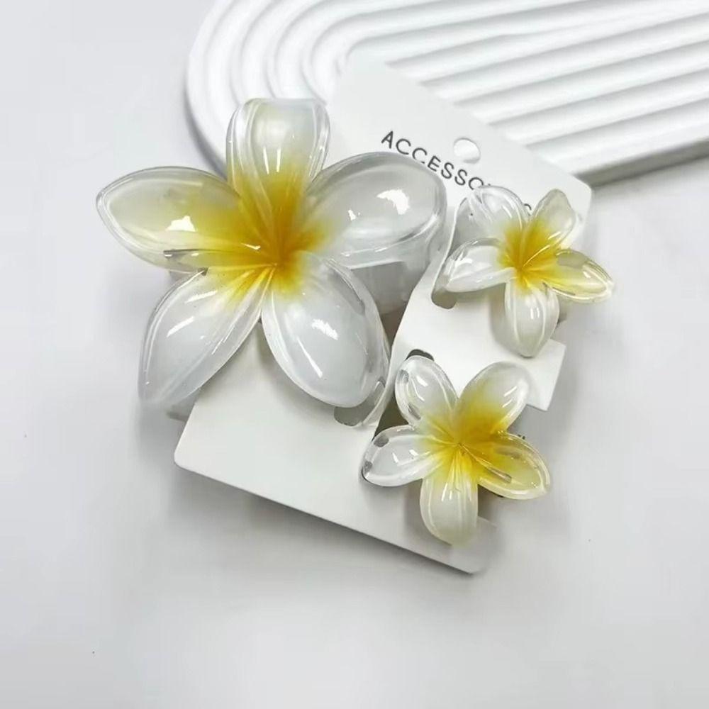3Pcs/Set Acrylic Hair Claws Plumeria Flower Ponytail Clip Colorful Hair Accessories Summer