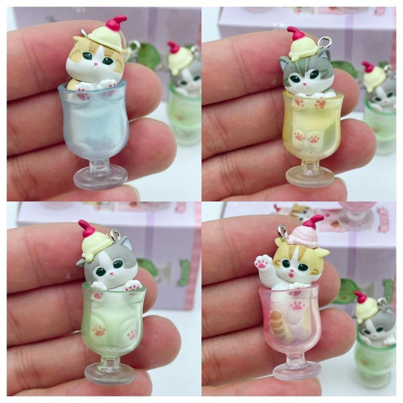  New Mofusand Cat Pudding Cold Drink Pendant Mini Figures Blind Box Anime Figures Ornaments Dolls Birthda Xmas Gifts Toy