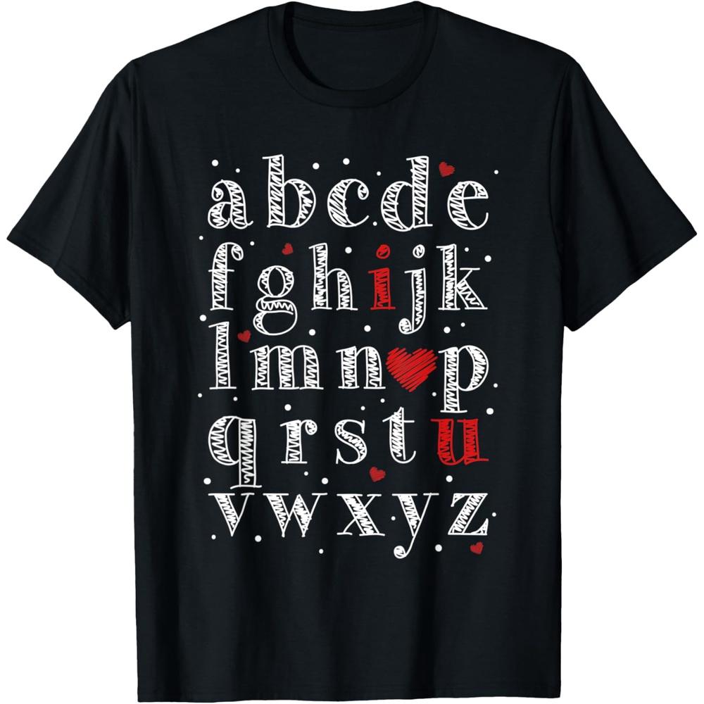 ABCD I Love You Alphabet Funny Valentine's Day Teacher Cotton Men T Shirt