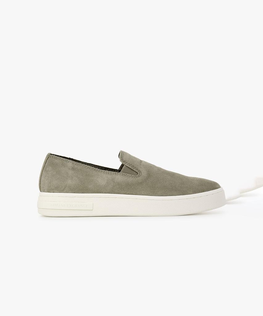Armani Exchange Men'S Suede Platform Banding Slip-Ons _Olive_A416175008