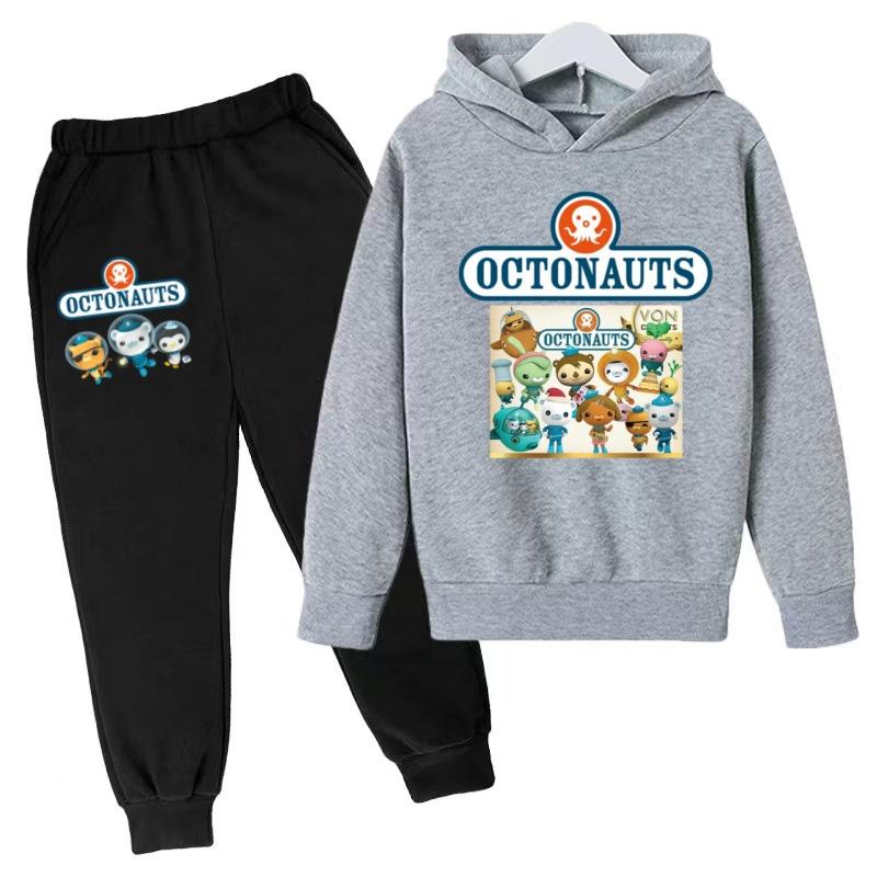 Детская одежда Толстовка Аниме OCTONAUTS Принт Длинный рукав Спортивная одежда Куртка+Брюки 2 шт Мальчик Девочка Малыш 3-12 лет Повседневный Топ Модный Комплект