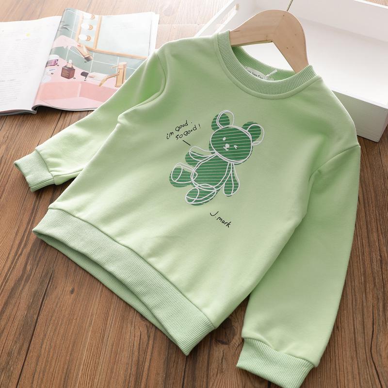 Kids Girls Spring Autumn Long Sleeve O Neck Cartoon Bear Printed T Shirt Tops