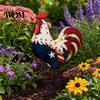 Porch Rooster Art Metal Statues, Waterproof Chicken Sculpture, Garden Hand-painted Stake Deco Outdoor Yard Ornament for Patio Lawn Backyard Patriotic