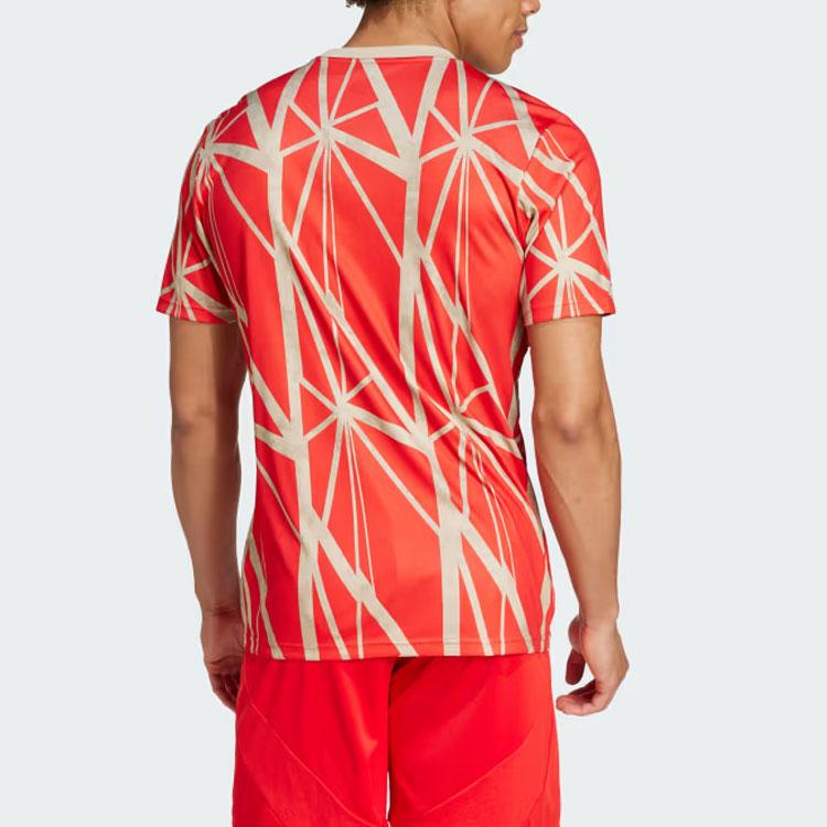 Adidas Удобный футбольный трикотаж с коротким рукавом и принтом логотипа, мужские топы красного цвета JD8335