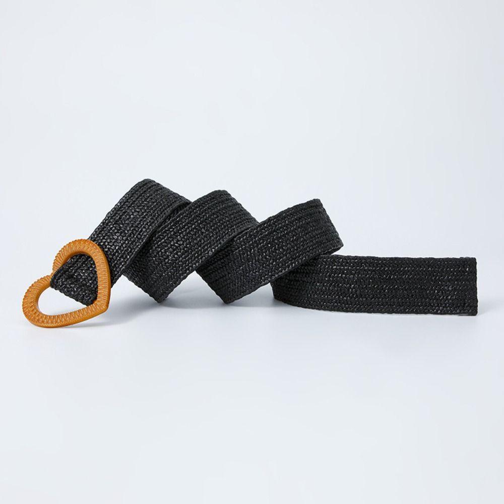 4cm Wide Braided Belt Straw Woven Waistband Sweet Waist Belt
