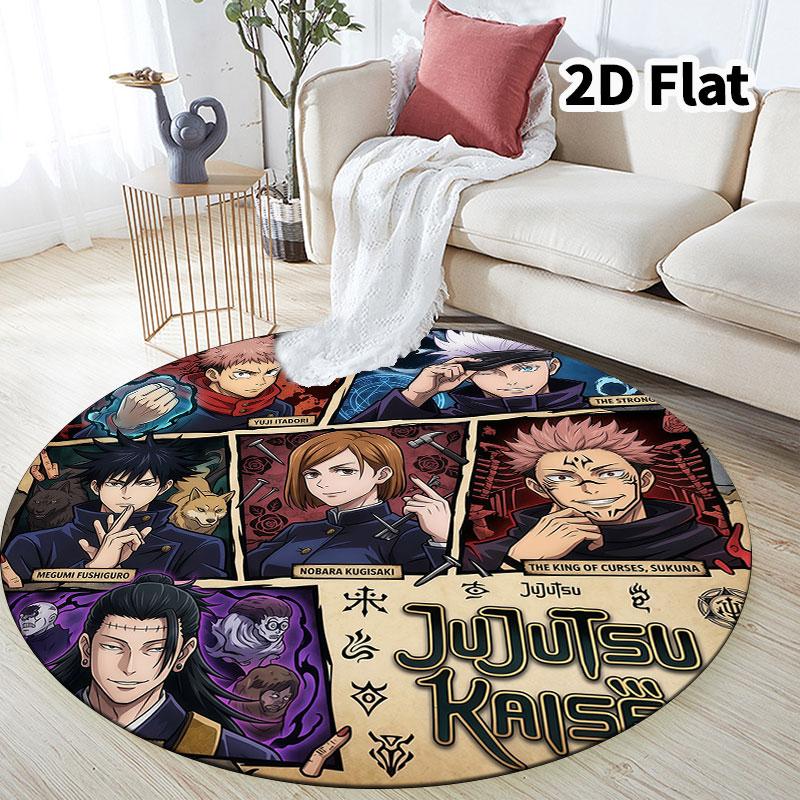 Ковер с круглым ворсом Jujutsu Kaisen Ковер для гостиной, спальни, дивана, игровой комнаты Декор Нескользящий коврик для пола