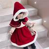 Santa Claus Costume for Girls Little Red Riding Hood Costume for Kids Christmas Fancy Dress Dress with Ribbon Santa Costume Clothing Santa Claus Party