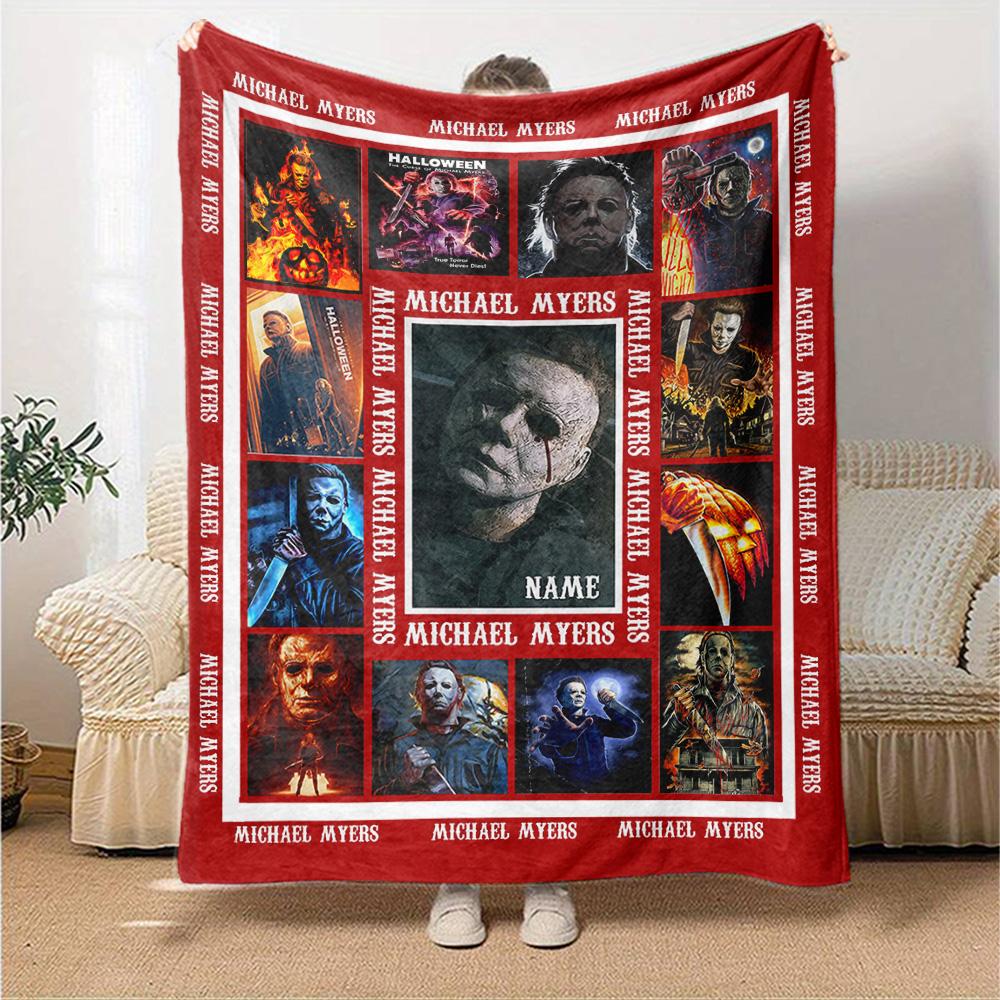 Michael Myers Horror Compilation Flannel Blanket Super Soft Warm Cozy Blanket For Sofa Bed Office Travel Allseason Home Decor Gift