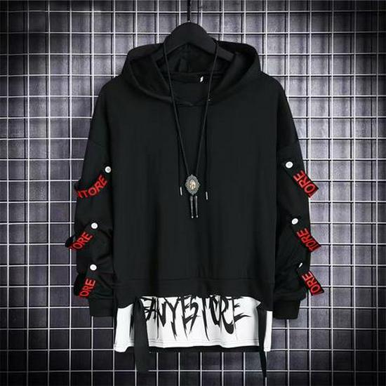 Men's 2021 Autumn Korean Style Hooded Hip-Hop Sweatshirt with Zipper and Ribbon Detailing