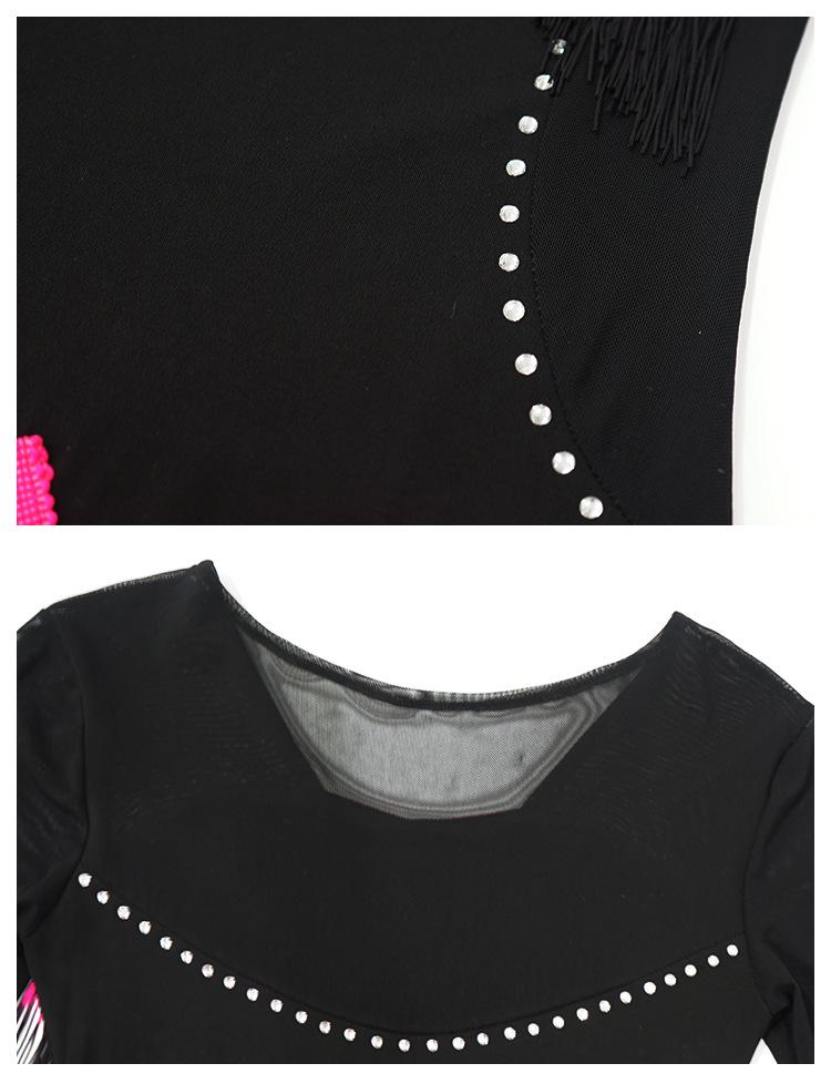 Huayu 2025 Женское платье для латиноамериканских танцев с бахромой, градиентным узором и отделкой горячей фиксации