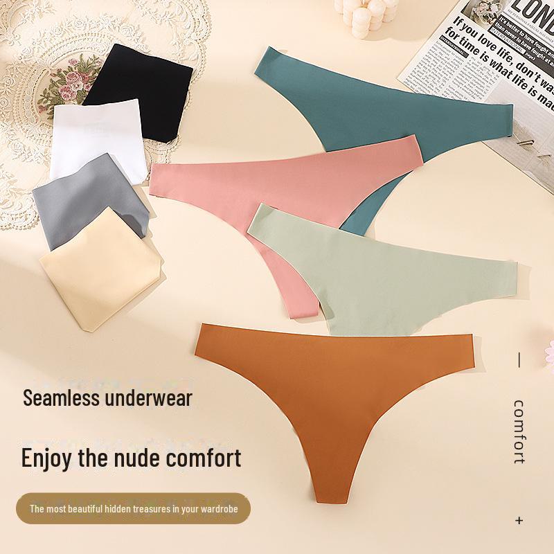Европейские и американские женские бесшовные стринги из ледяного шелка с низкой талией