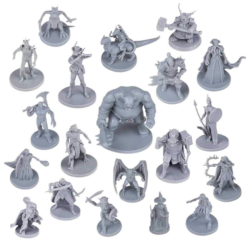 Path Gaming TRPG Miniature Kit, Set of 20, Unpainted, 28mm Scale Adventurers and Monsters, D&D Compatible, Path 20