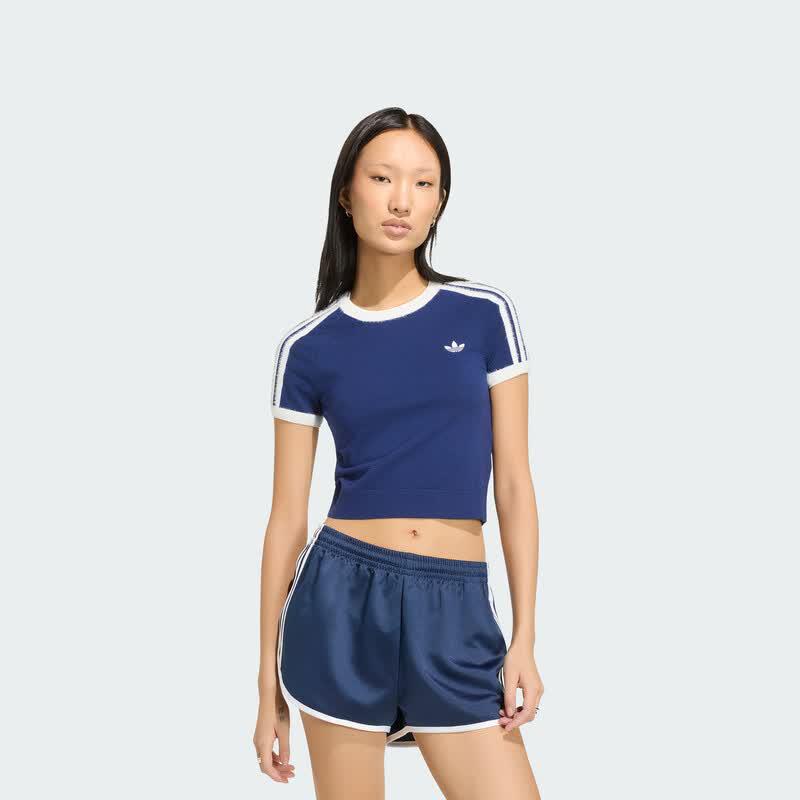 Adidas Women's Slim Fit Three-Stripe Short Sleeve T-Shirt