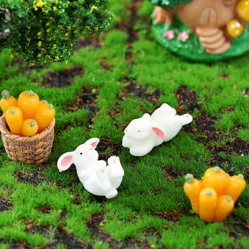 1Pc Cute Rabbit Easter Miniature Resin Craft Mini Bunny Ornament Fairy Garden Supplies Home Figurine Animal Garden Ornament