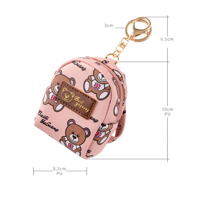 Kids' Cute Bear Mini Coin Purse: Korean Style Cartoon Schoolbag Pendant, Portable Wallet, Earphone & Key Holder