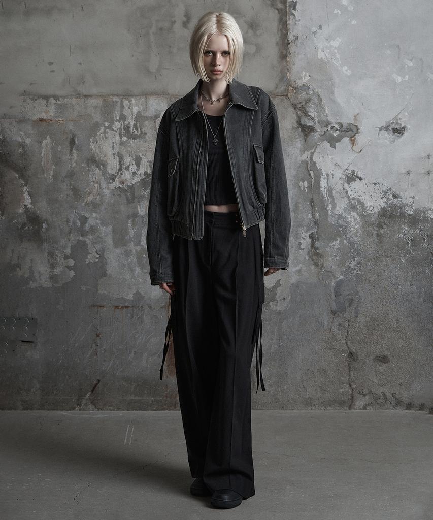 Znuz Stone Coated Crop Jumper - Charcoal