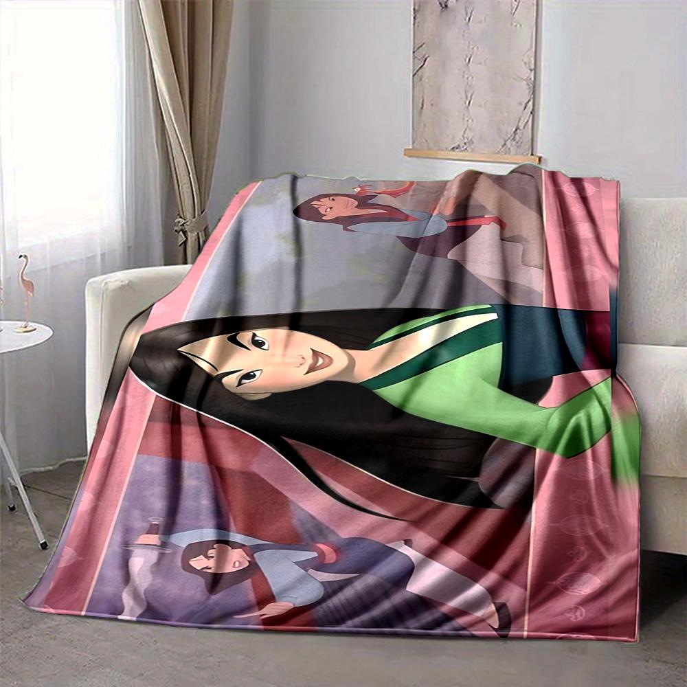 1Pc Princess Mulan'S Adventure Flannel Blanket, Soft And Comfortable, Casual Warm, Camping Travel, Christmas, Halloween Xmas Gift Y1130