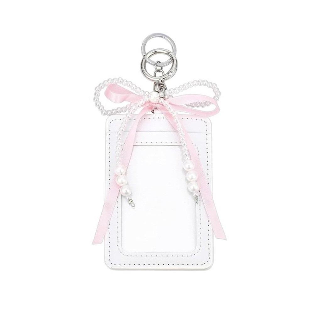 Pearl Short Card Bag PU Leather Bow Card Holder Causal Woman Wallet Lady