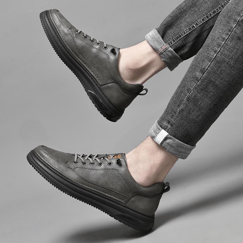 Новое поступление мужской обуви повседневные мужские кроссовки из натуральной кожи мужские удобные прогулочные туфли на шнуровке мужская однотонная обувь для отдыха на открытом воздухе