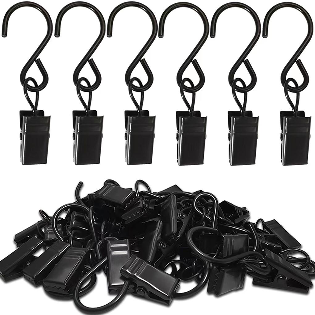 50X Shower Curtain Hooks Hangers Clip Rings Spring Clamps Peg Pin Convenient Home Hotel Window Accessories Replacement
