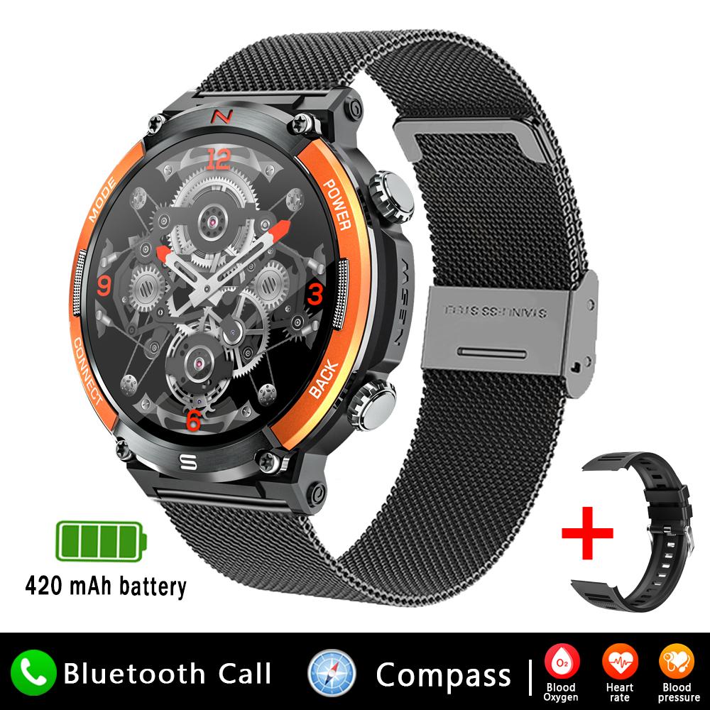1,52-дюймовый Bluetooth-звонок Смарт-часы для мужчин Фитнес-трекер 420 мАч Аккумулятор IP68 Водонепроницаемый Спорт на открытом воздухе Смарт-часы для Android Ios