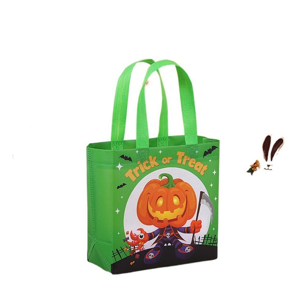 Large Capacity Halloween Gift Bag Ghost Printed Pumpkin Bag Party Supplies