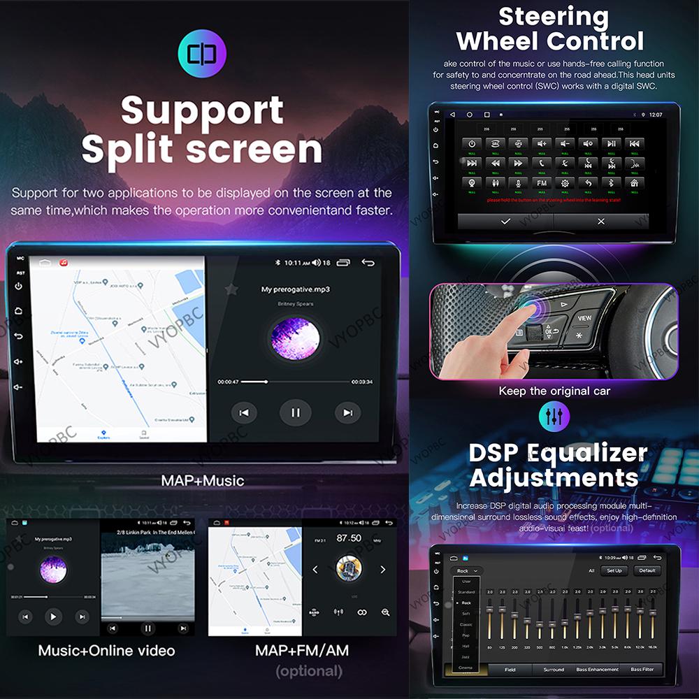 Автомагнитола Android 14 для Ford Fiesta Mk 6 2009 - 2018 2 DIN Навигация GPS Carplay Авторадио Стерео Мультимедийный Головной Блок 5G LET WIFI