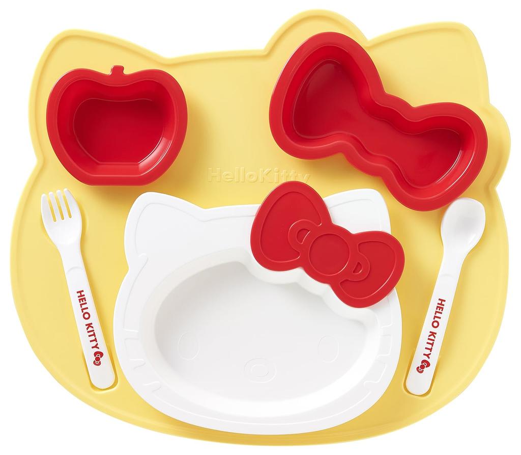 OSK Hello Kitty Plate Made in Dishwasher Stylish and Cute for Girls and Includes and Fork Set, Japan, Safe, Children, Plate, Spoon, (KP-18)