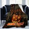 1PC Custom Name Pumpkin Halloween Decorations outdooor Flannel blankets Throw Blanket All-Season Throw Gift Bedspread for Couch, Bed, Camping Holiday 