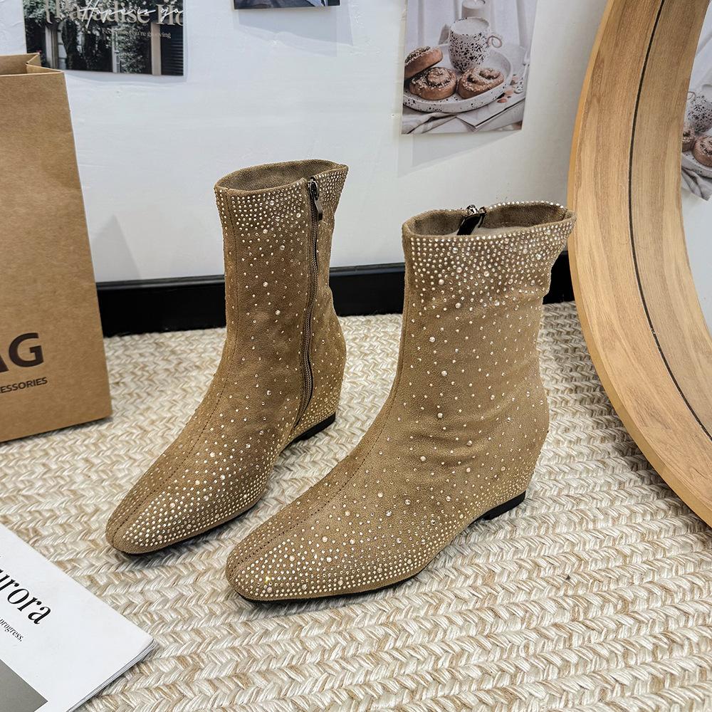 French retro thick heel short boots women's autumn and winter thin versatile temperament thin boots British style women's boots