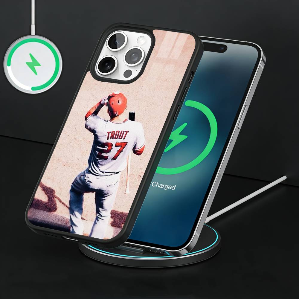 Чехол для телефона бейсболиста Майка Траута 27 Для iPhone17,16,15,14,13 Plus,Pro Max Магнитный Для Magsafe Беспроводной Зарядки