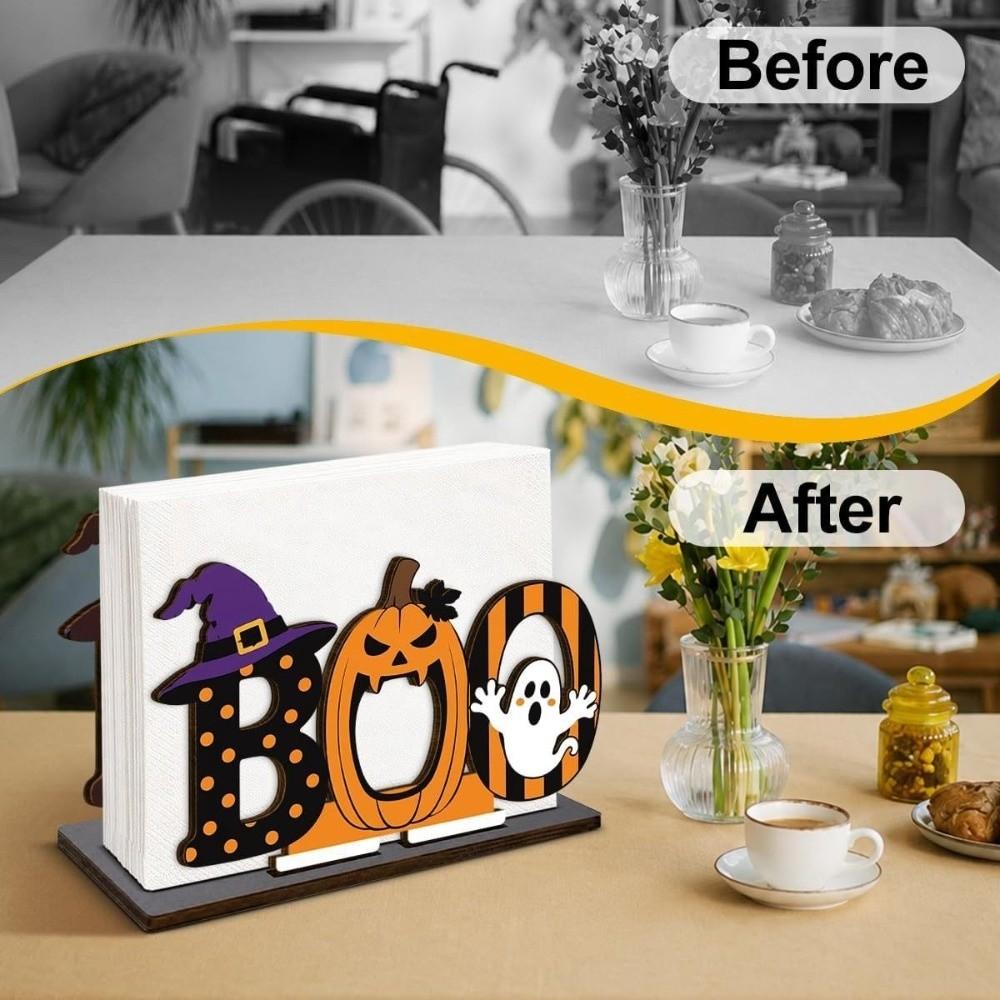 Cartoon Halloween Tissue Dispenser Ghost Pattern Tabletop Decoration Restaurant