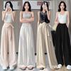 Womens Casual Wide Leg Pants With White Strap Design For Summer Comfort