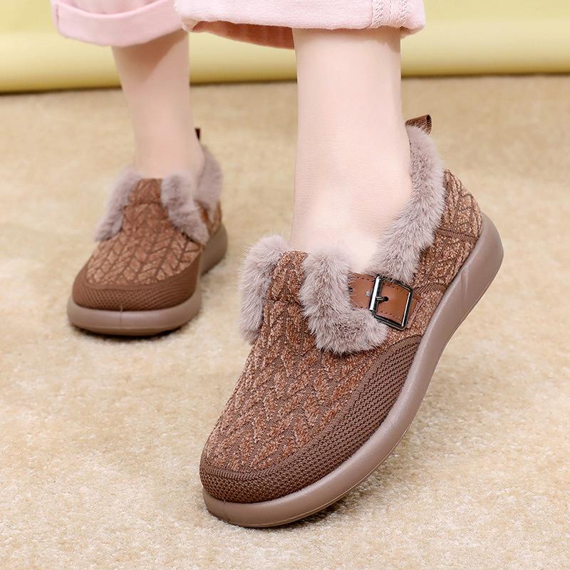 Women's Winter Warm Fluffy Loafers Casual Non-Slip Comfortable Work Flats for Women Fleece Lined Walking Shoes Faux Suede Outdoor Plush Short Boots
