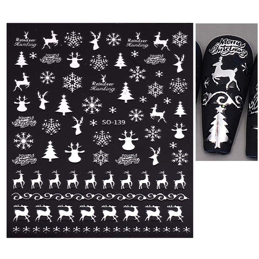 Снежинки Рождественские наклейки для ногтей Санта Клаус Рождественские украшения для ногтей Салон маникюра