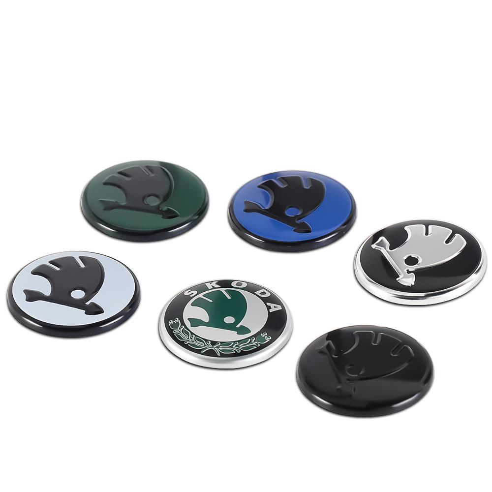 hrbay0 43/44mm Car Emblem Steering Wheel Center Cover Sticker Decal Decoration Auto Accessories For Skoda VRS Octavia Fabia Kamiq Rapid
