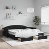 VidaXL Daybed with Trundle and Drawers Black 100x200 Cm Velvet 3197360