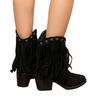 New fringed rivet western denim versatile pointed short boots women's large size retro fashion boots