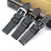 18, 19, 20, 21, 22 мм, мягкий черный с белыми, красными швами, ремешок из натуральной кожи для Samsung S2 S3, военный большой ремешок для часов Pilot