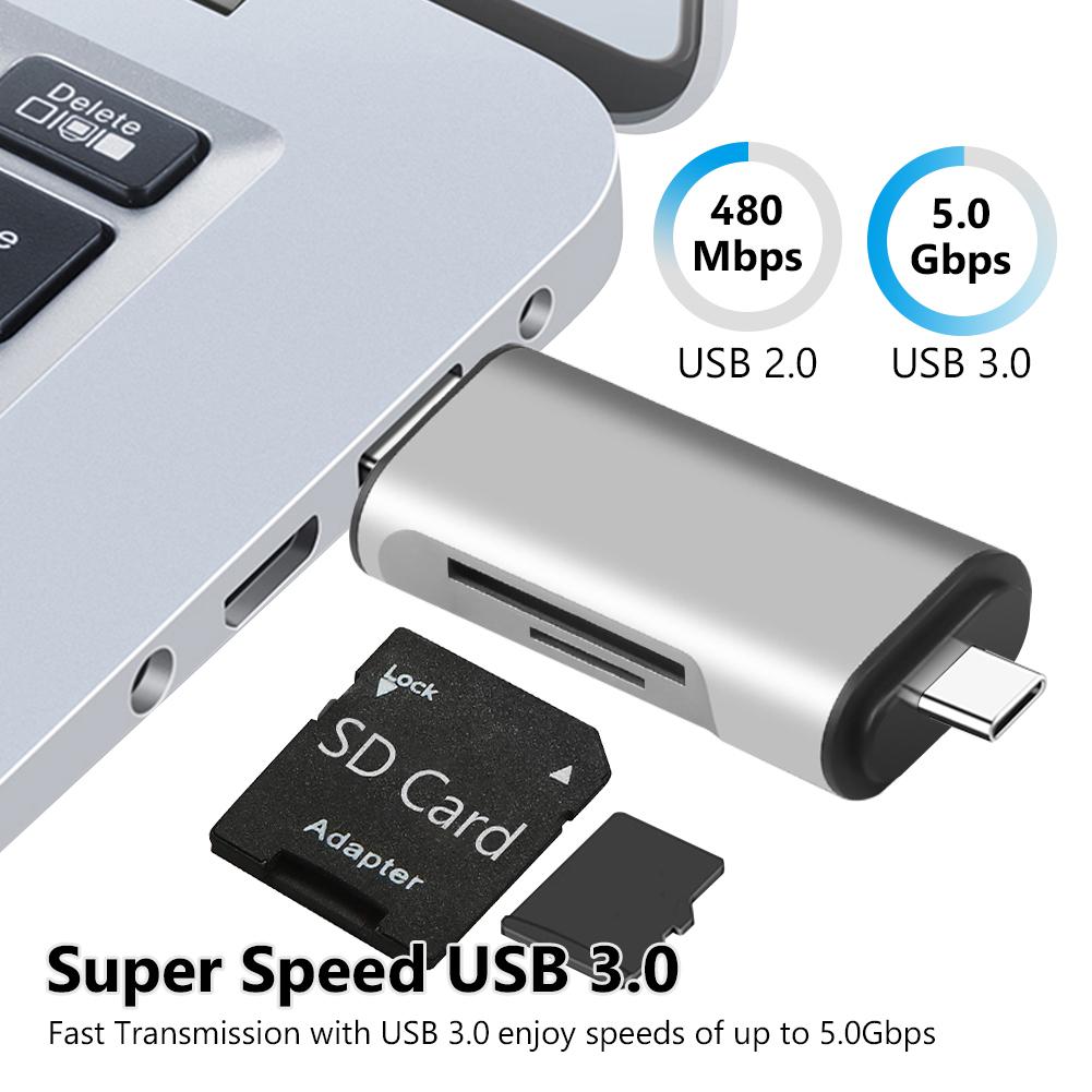 Картридер 5 в 1 USB3.0 на Type C Micro USB Универсальный OTG-адаптер Многофункциональный адаптер SD TF Высокоскоростная передача