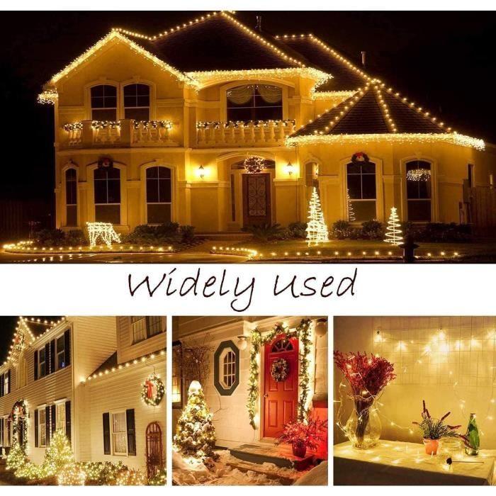 Guirlande lumineuse extérieure - 12m - 120 LED - 8 modes - Blanc chaud - Télécommande