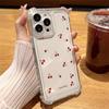 For iPhone 16 Pro Max 16E 15 Pro 14 13 12 11 Case Cherry Pattern Slim Shockproof Clear Soft Silicone Lens Protection Phone Cover