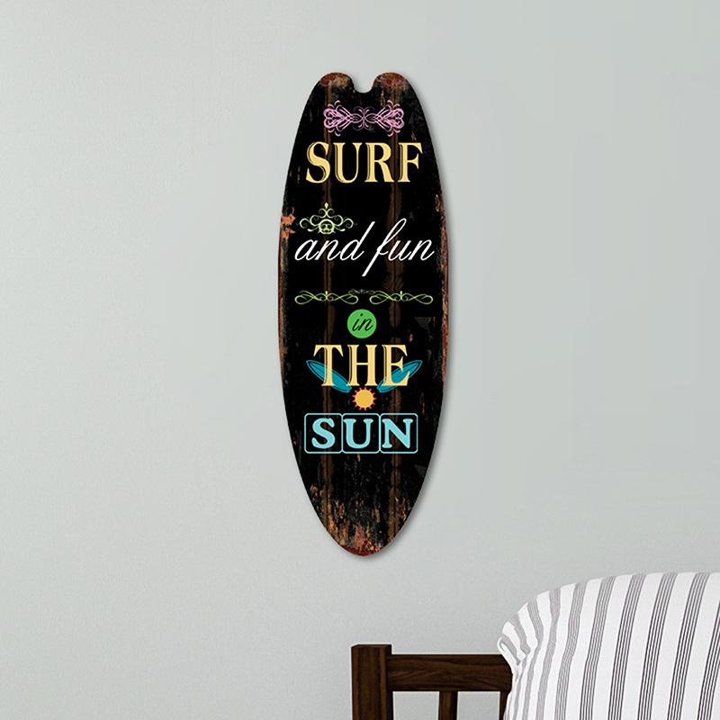 Beach Tiki Bar Surfboard Wooden Sign Plaque Decor For Bathroom Home Wall Plate Poster Vintage Print Wooden Painting Signs