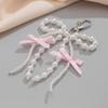 Fashion Sweet Y2K Girls Ribbon Bow Beaded Keychain Alloy Love Heart Star Rabbit Strawberry Pendant Pearls Glass Beads Chains Jewelry Accessories