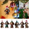 1/7Pcs Wearing Santa Hat Bell Car Dog Pendant Vivid Appearance Funny Dog Christmas Tree Ornament Auto Rearview Mirror Decoration