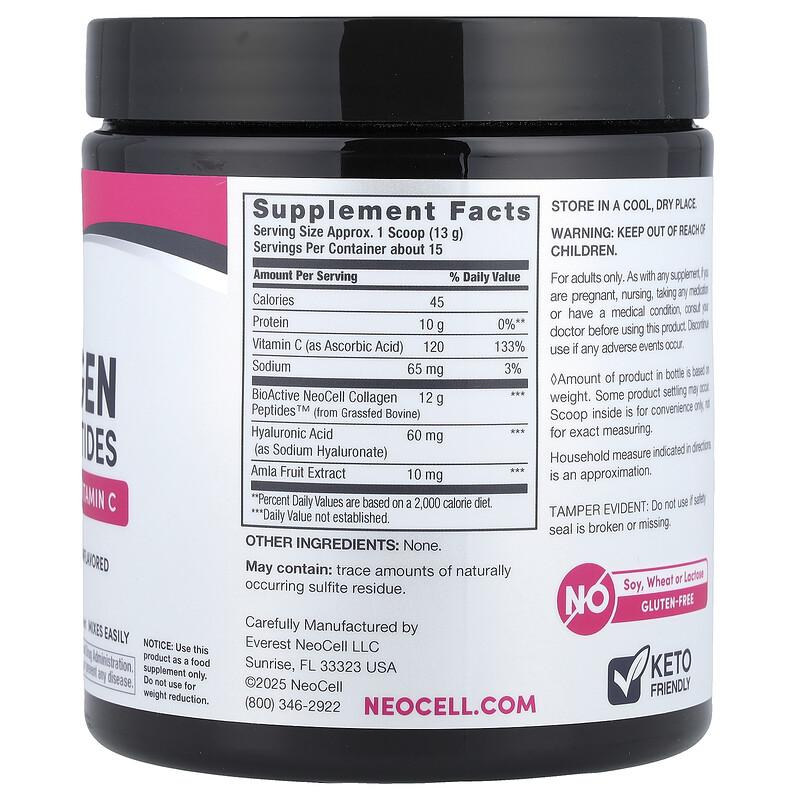 Advanced Collagen Peptides + Hyaluronic Acid & Vitamin C, Unflavored, 6.9 oz (195 g)